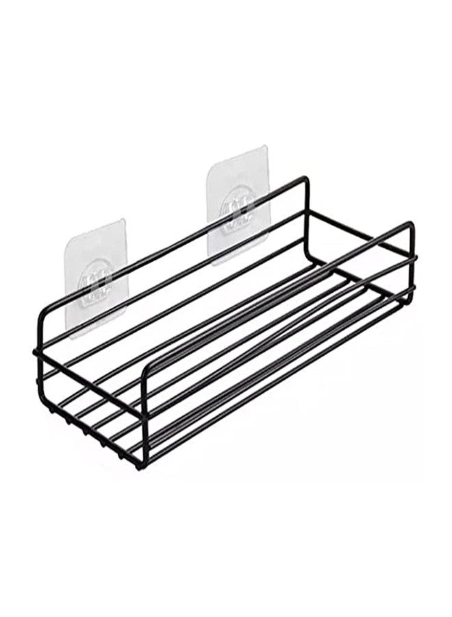 الكبريت رف حمام فولاذي ذاتي اللصق من سولفار - رف متعدد الأغراض، منظم للحمام والمطبخ، إكسسوارات الحمام (أسود) - Image 1